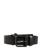 Black Leather Silver Chain Waist Men Belt