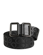 Black Logo Monogram Silver Metal Buckle Belt