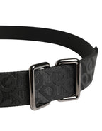 Black Logo Monogram Silver Metal Buckle Belt