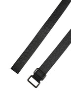 Black Logo Monogram Silver Metal Buckle Belt