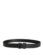 Black Logo Monogram Silver Metal Buckle Belt