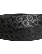 Black Logo Monogram Silver Metal Buckle Belt