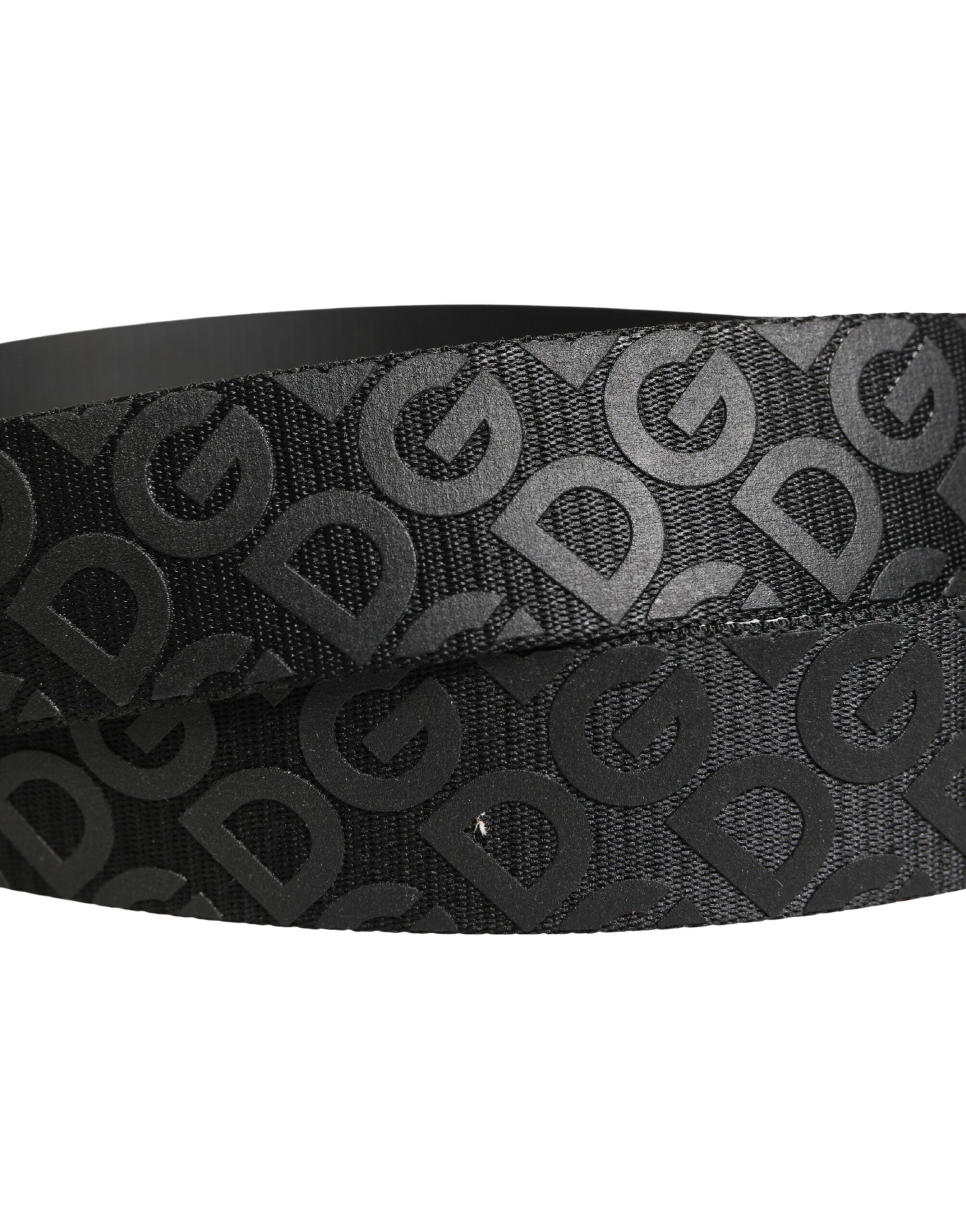 Black Logo Monogram Silver Metal Buckle Belt