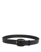 Black Calf Leather Silver Metal Buckle Belt