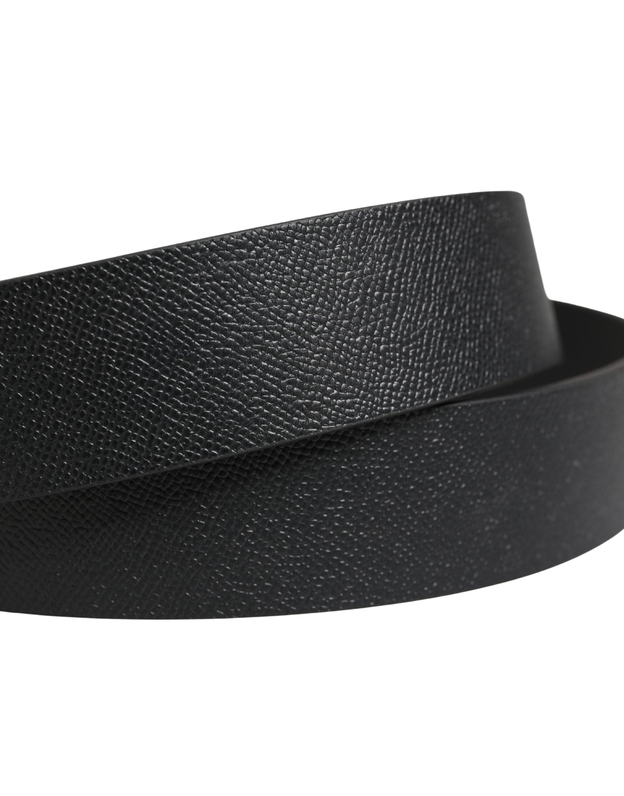 Black Calf Leather Silver Metal Buckle Belt