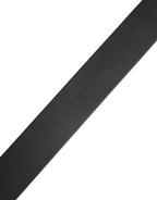 Black Calf Leather Silver Metal Buckle Belt