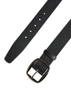 Black Calf Leather Silver Metal Buckle Belt