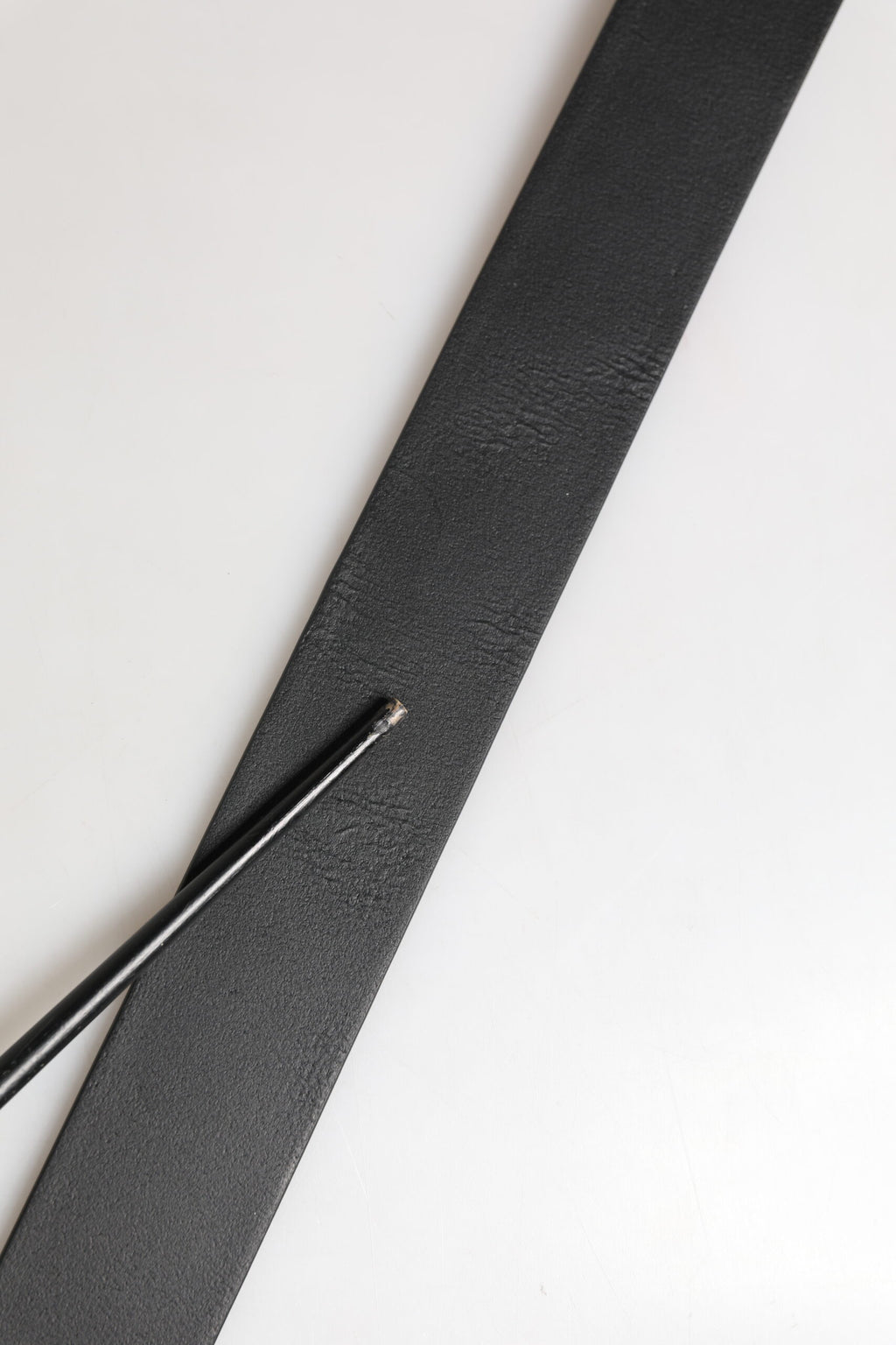 Black Calf Leather Silver Metal Buckle Belt