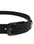 Black Calf Leather Gold Metal Buckle  Belt