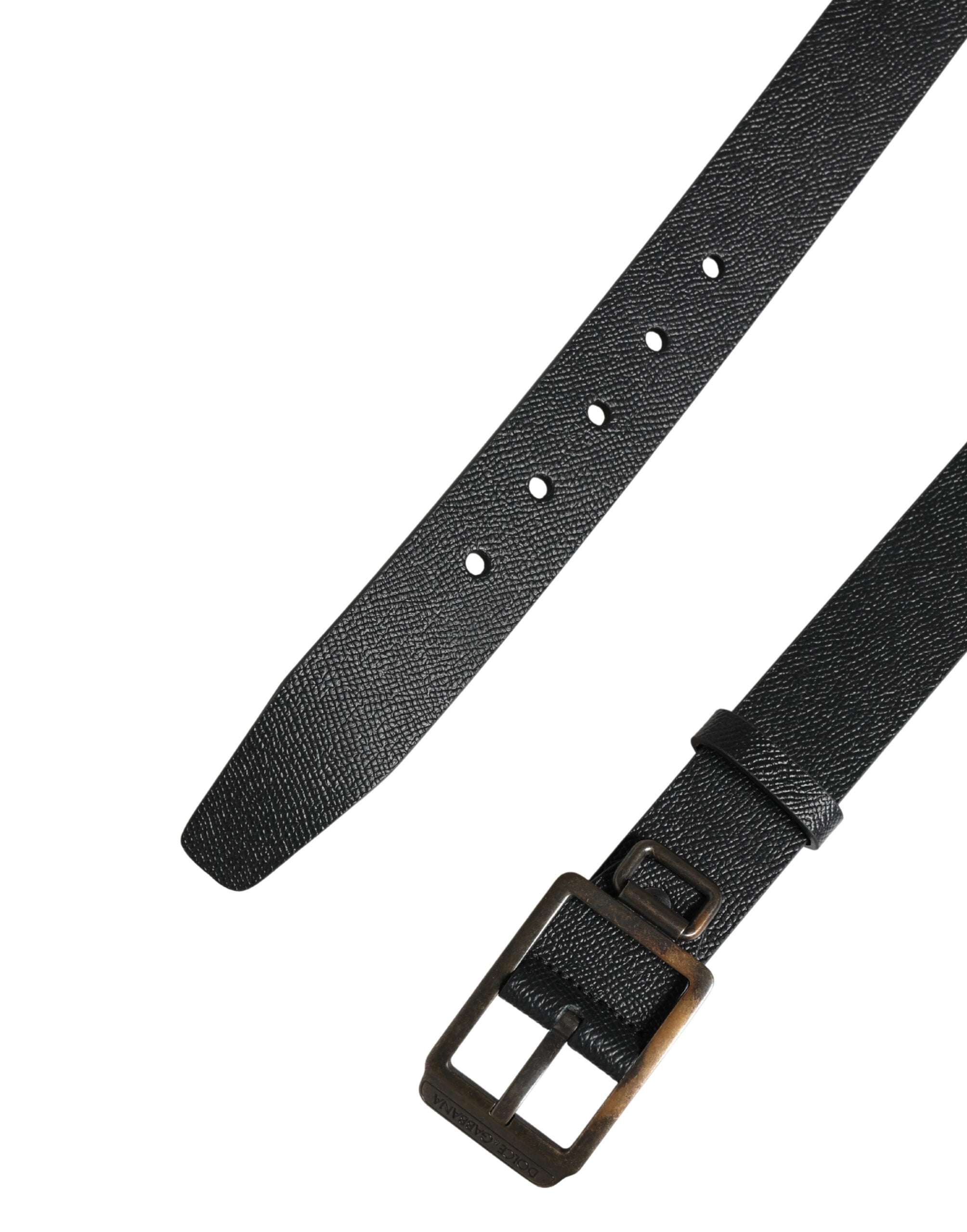 Black Calf Leather Gold Metal Buckle  Belt