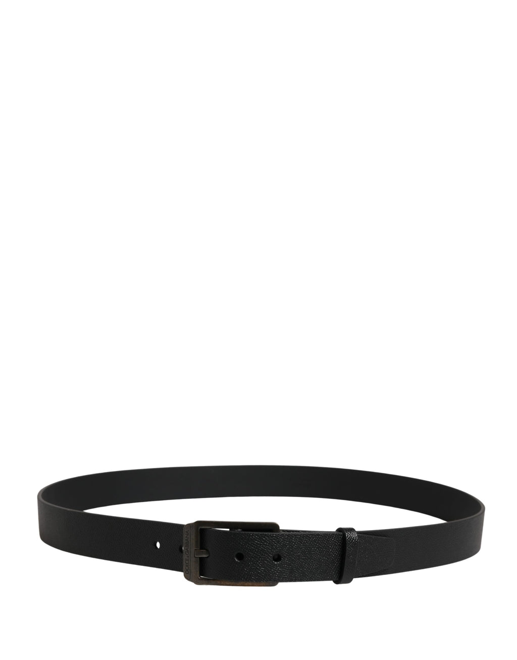 Black Calf Leather Gold Metal Buckle Belt