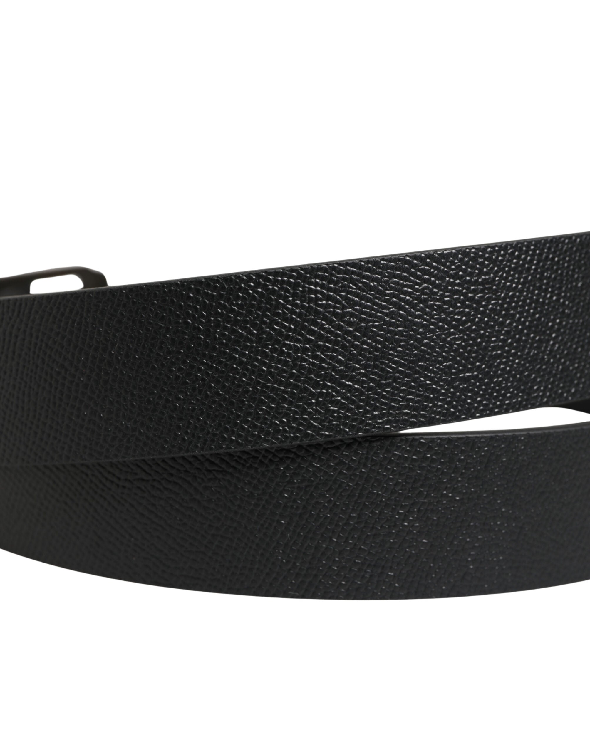 Black Calf Leather Gold Metal Buckle Belt
