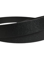 Black Calf Leather Silver Metal Buckle Belt