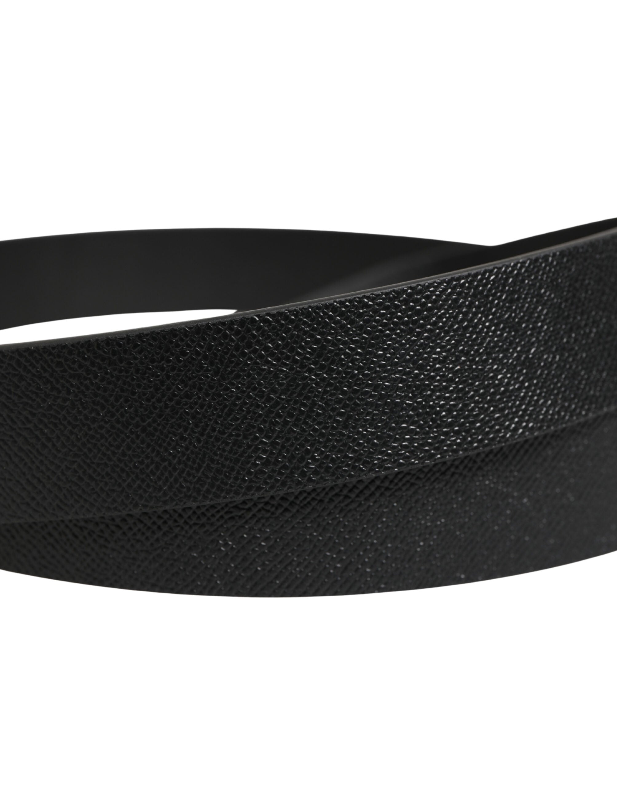 Black Calf Leather Silver Metal Buckle Belt