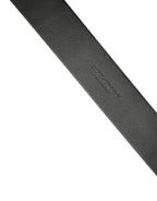 Black Calf Leather Silver Metal Buckle Belt