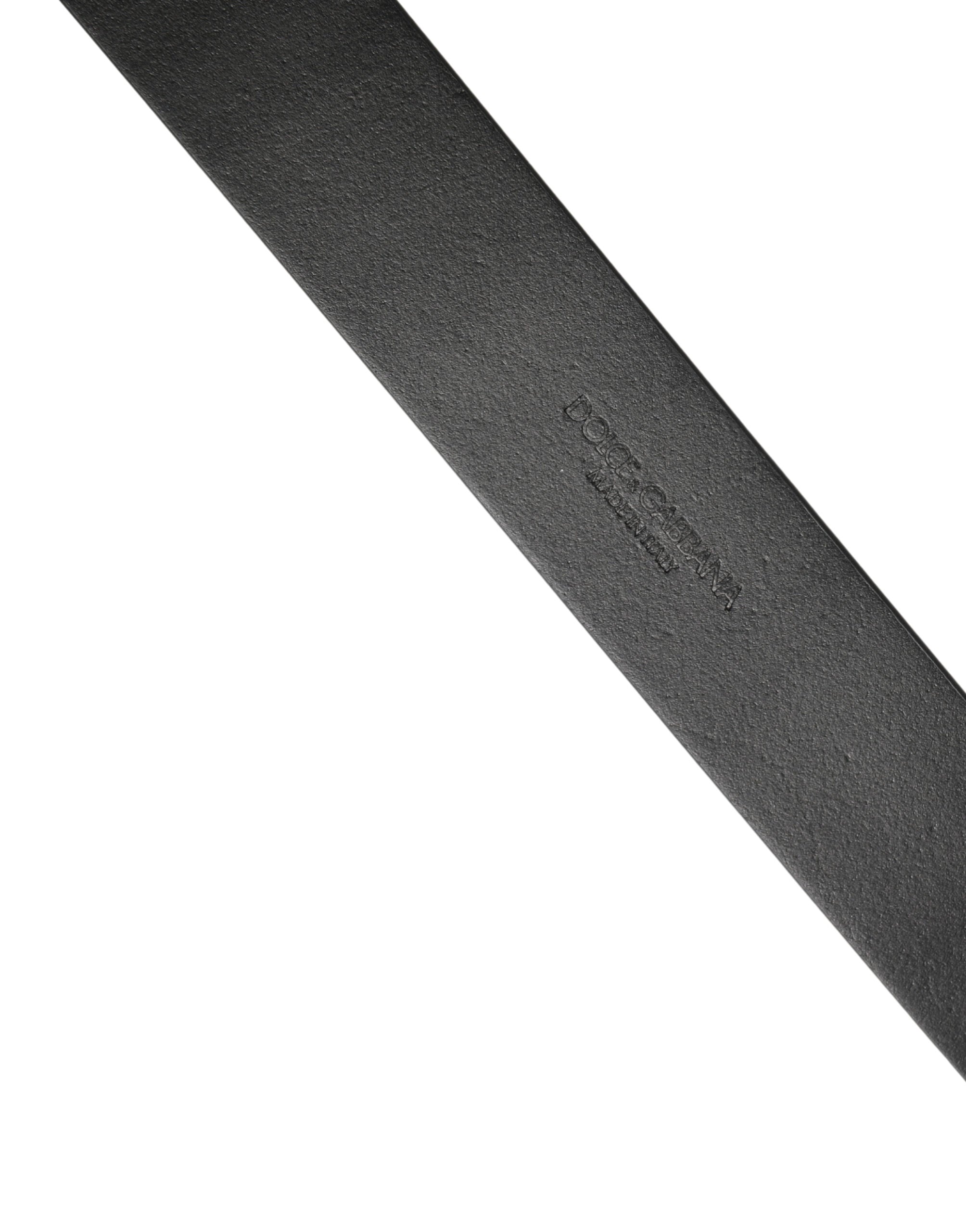 Black Calf Leather Silver Metal Buckle Belt