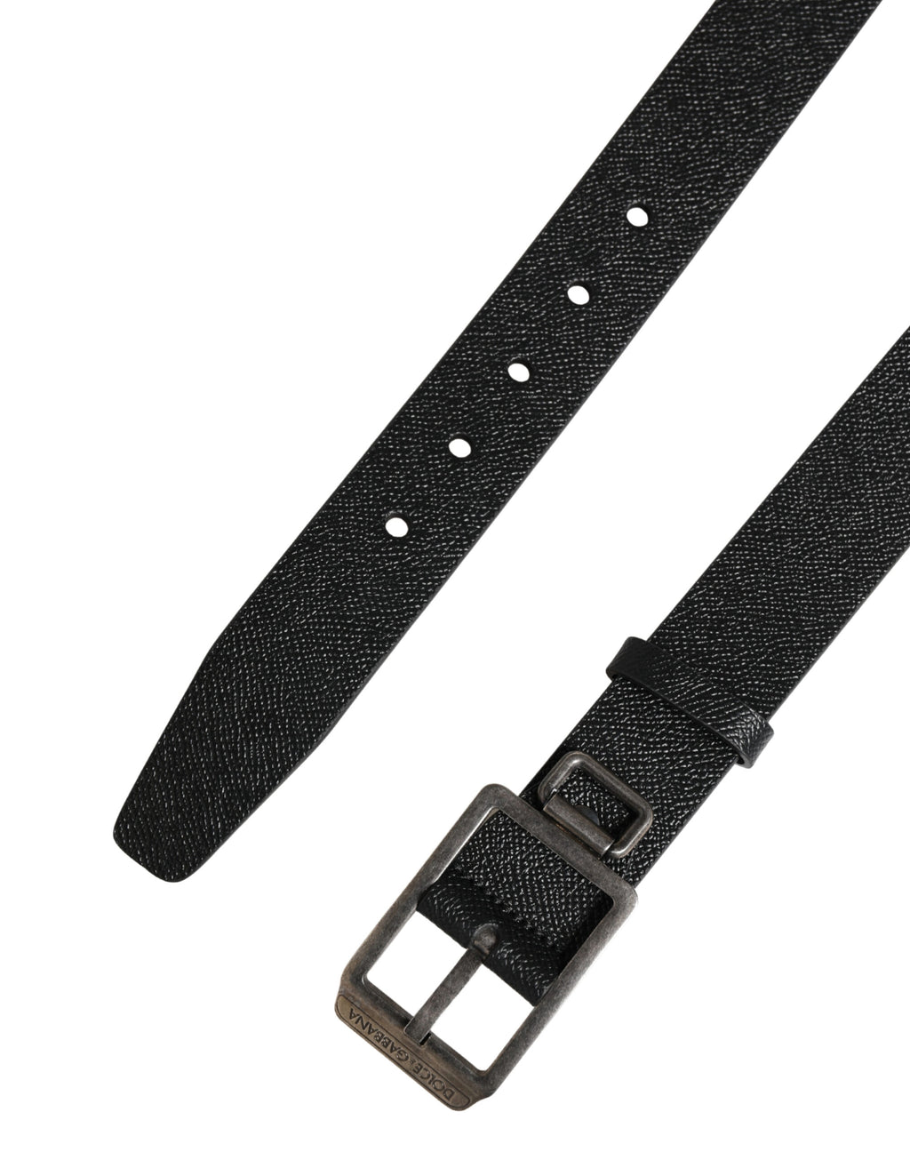 Black Calf Leather Silver Metal Buckle Belt