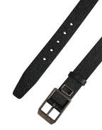 Black Calf Leather Silver Metal Buckle Belt