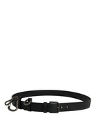 Black Calf Leather Silver Metal Buckle Belt