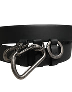 Black Calf Leather Silver Metal Buckle Belt