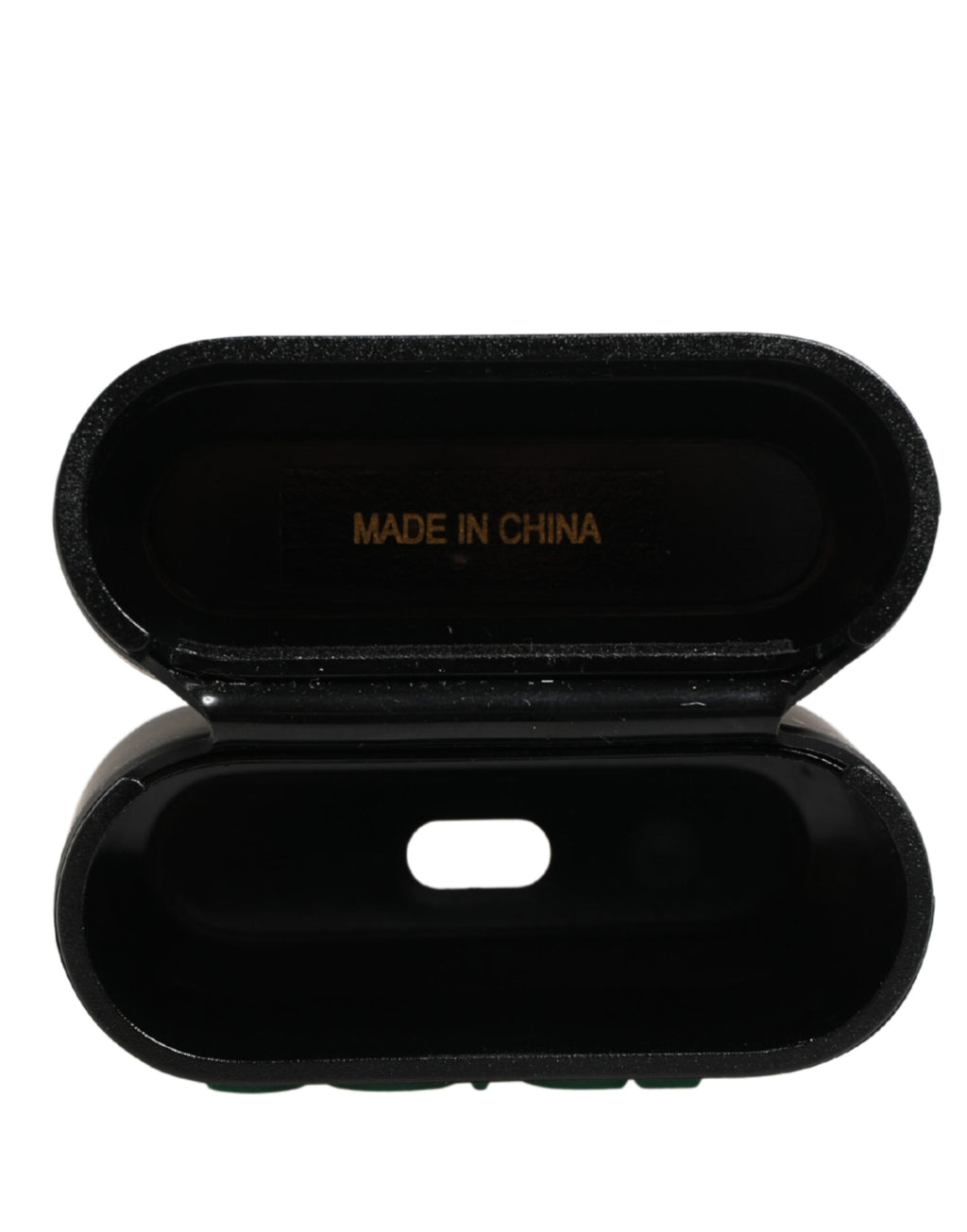 Black PVC Embossed Logo Flip Holder Women Airpods Case