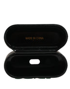 Black PVC Embossed Logo Flip Holder Women Airpods Case