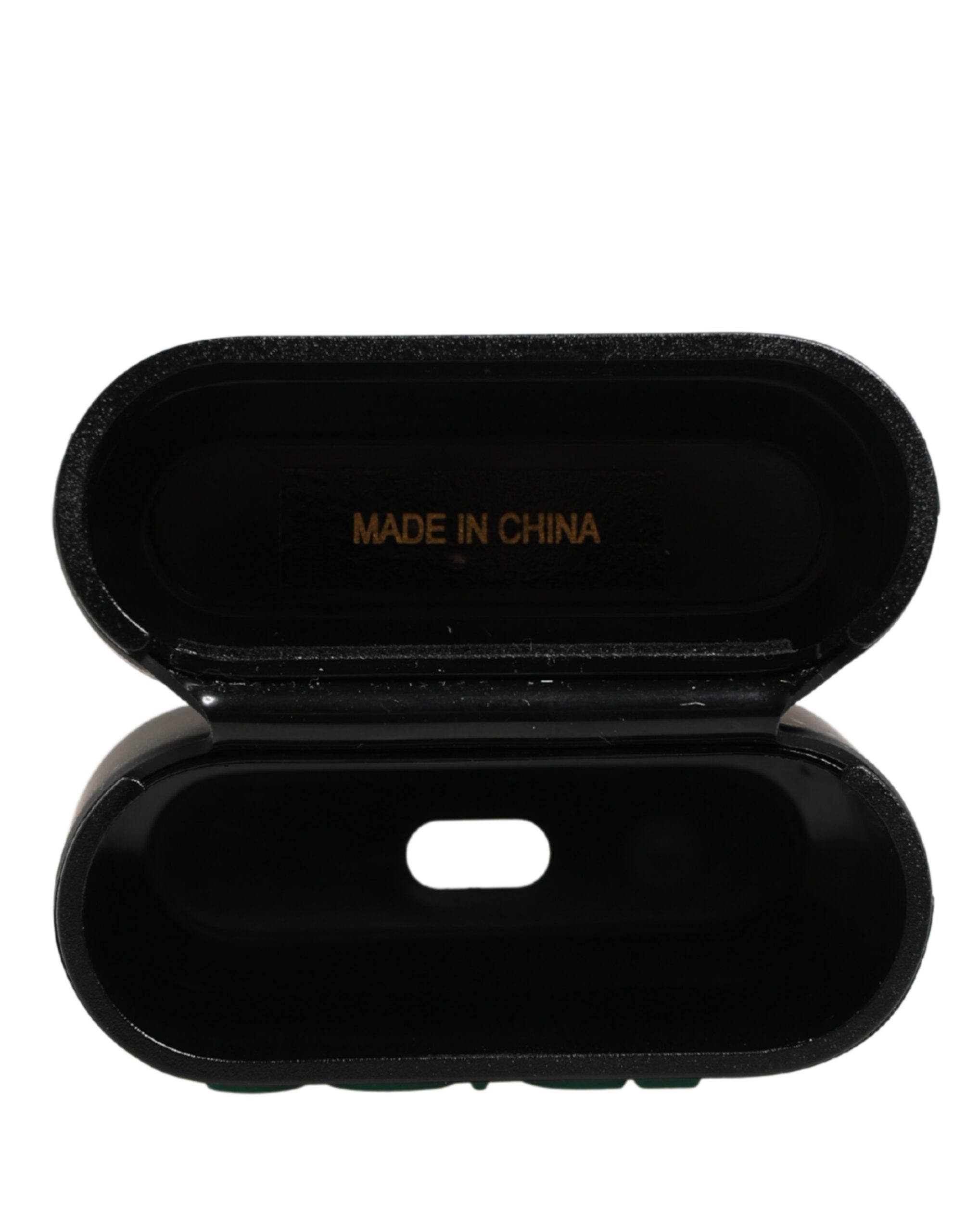 Black PVC Embossed Logo Flip Holder Women Airpods Case