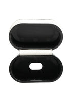 White Calf Leather Logo Flip Holder Strap Airpods Case