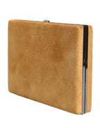 Beige Velvet Calf Leather Clutch Evening Women Purse Bag