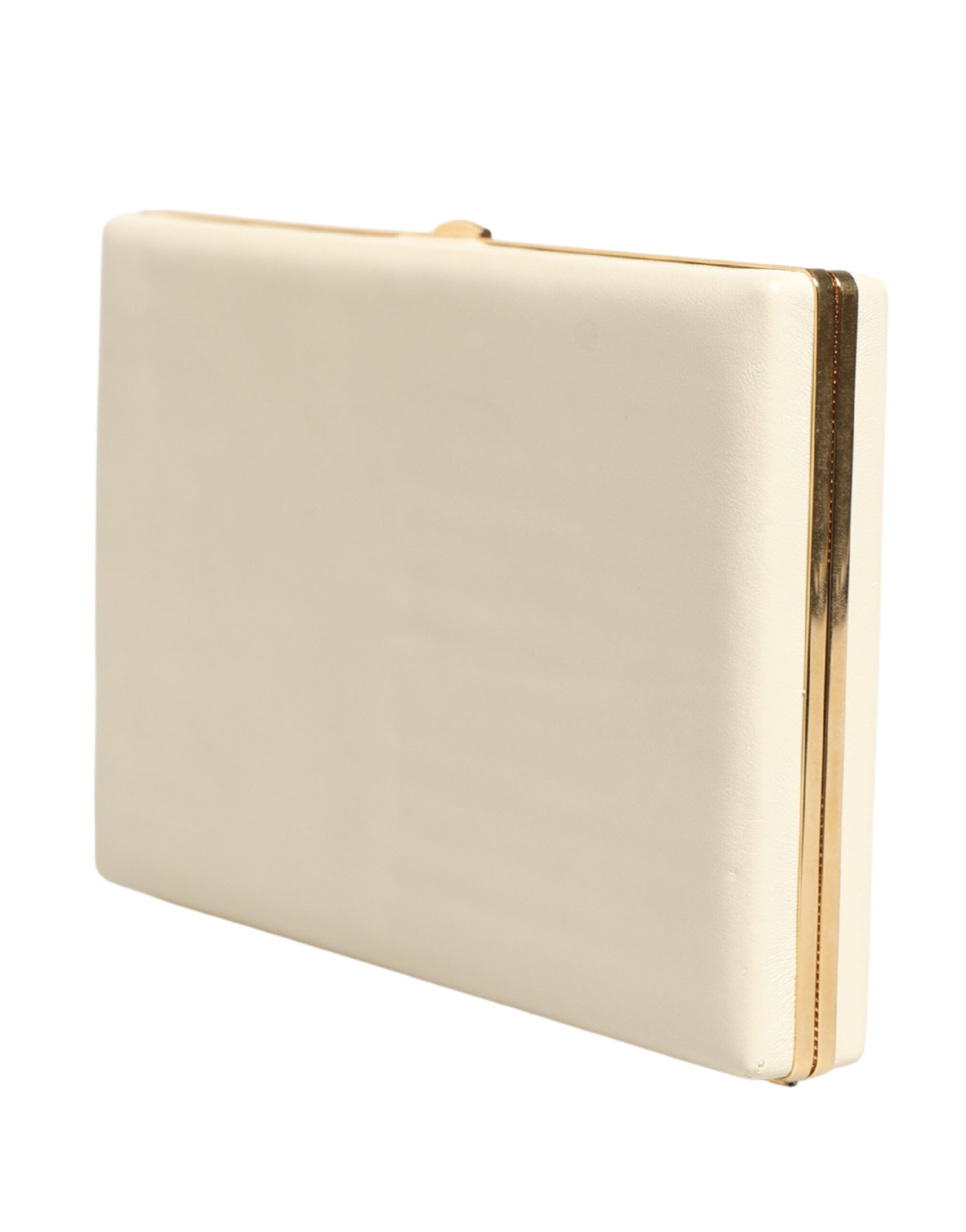 White Lambskin Leather Clutch Evening Women Purse Bag