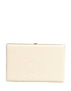 White Lambskin Leather Clutch Evening Women Purse Bag