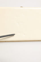 White Lambskin Leather Clutch Evening Women Purse Bag