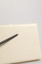 White Lambskin Leather Clutch Evening Women Purse Bag