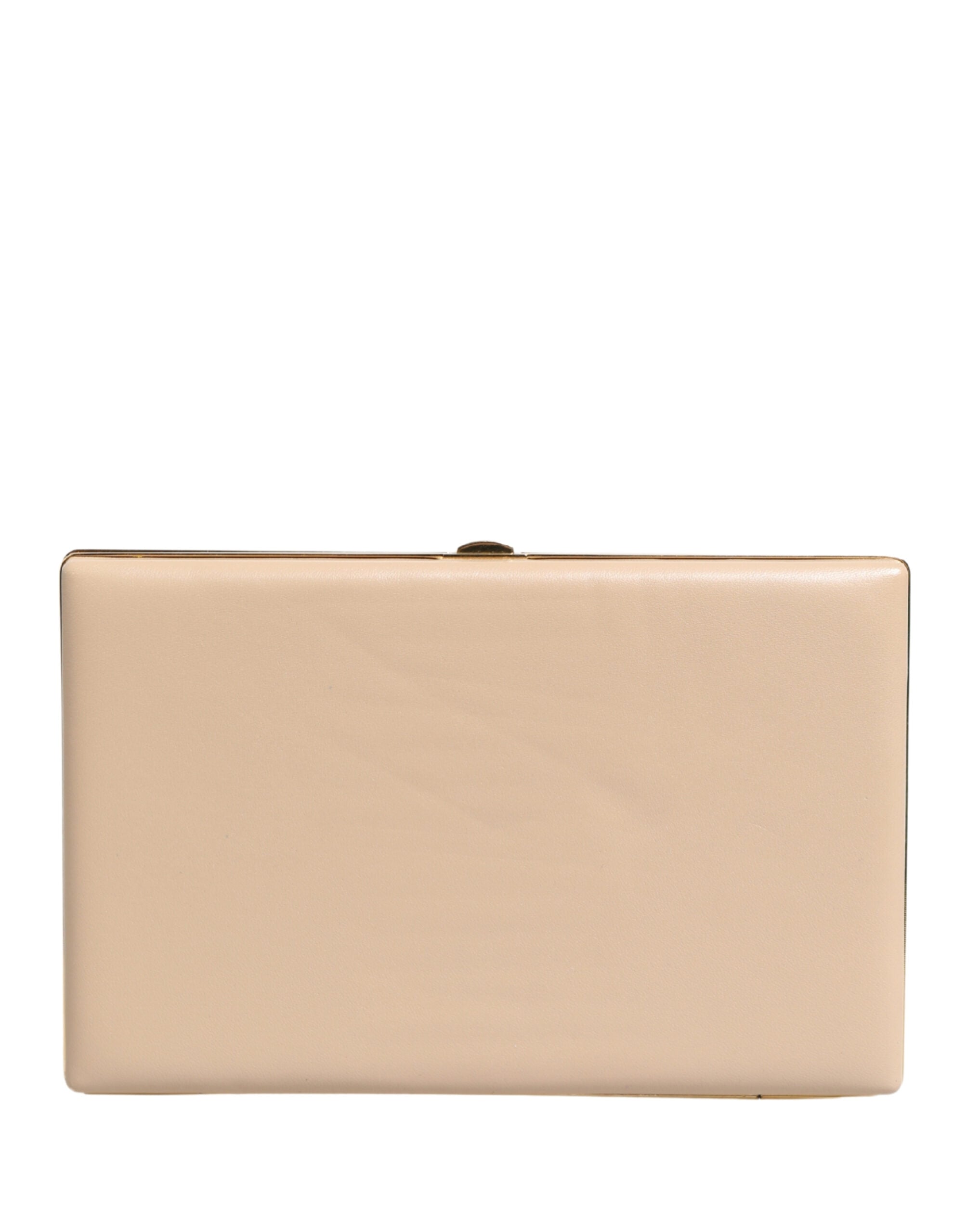 Beige Lambskin Leather Clutch Evening Women Purse Bag