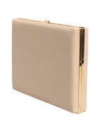 Beige Lambskin Leather Clutch Evening Women Purse Bag