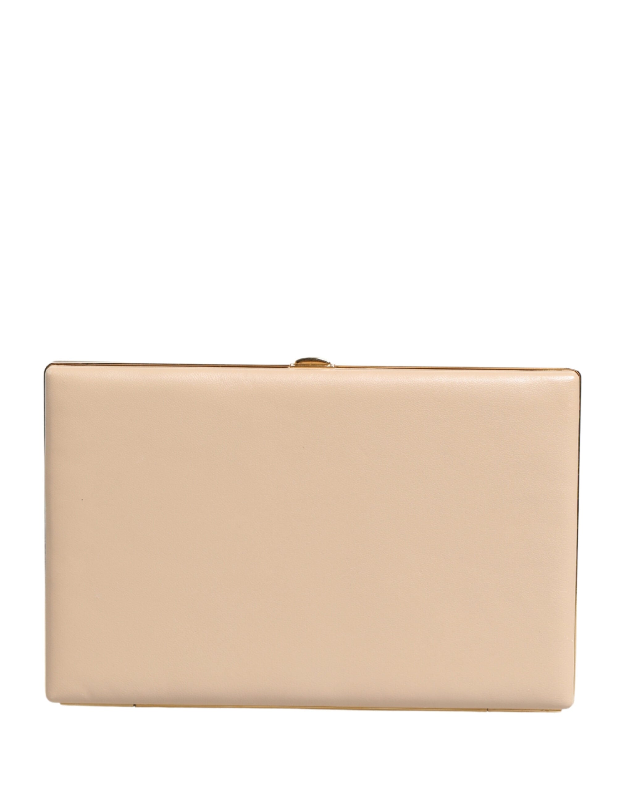 Beige Lambskin Leather Clutch Evening Women Purse Bag