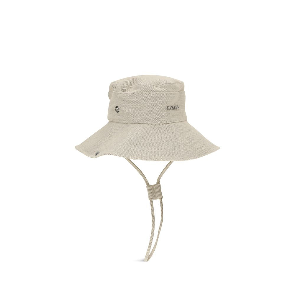 Beige Cotton Bucket Hat