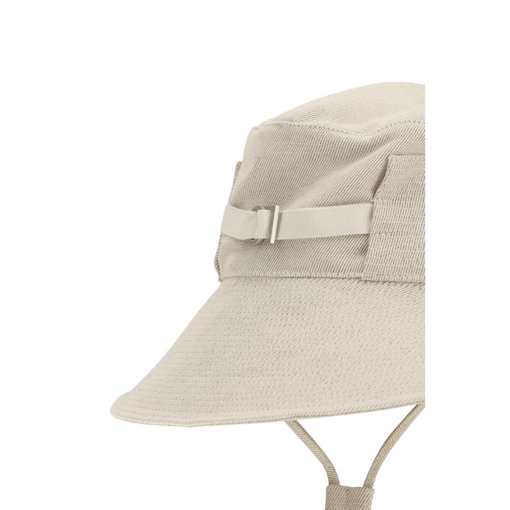 Beige Cotton Bucket Hat