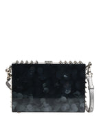 Black Acrylic Plexiglass Studded DOLCE BOX Clutch Bag
