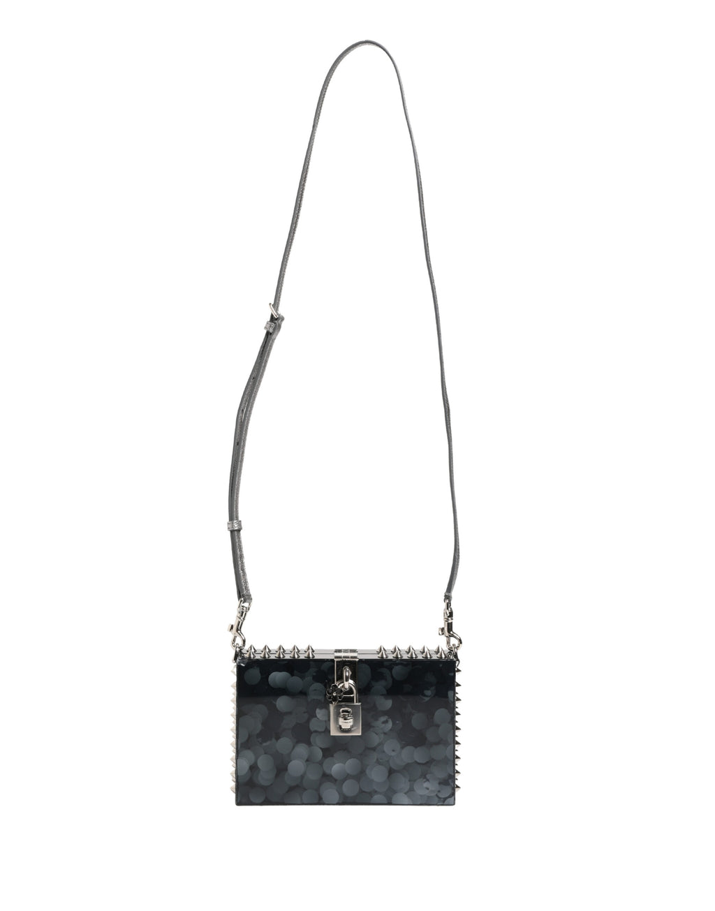 Black Acrylic Plexiglass Studded DOLCE BOX Clutch Bag