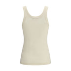 Beige Cotton Sleeveles T-Shirt