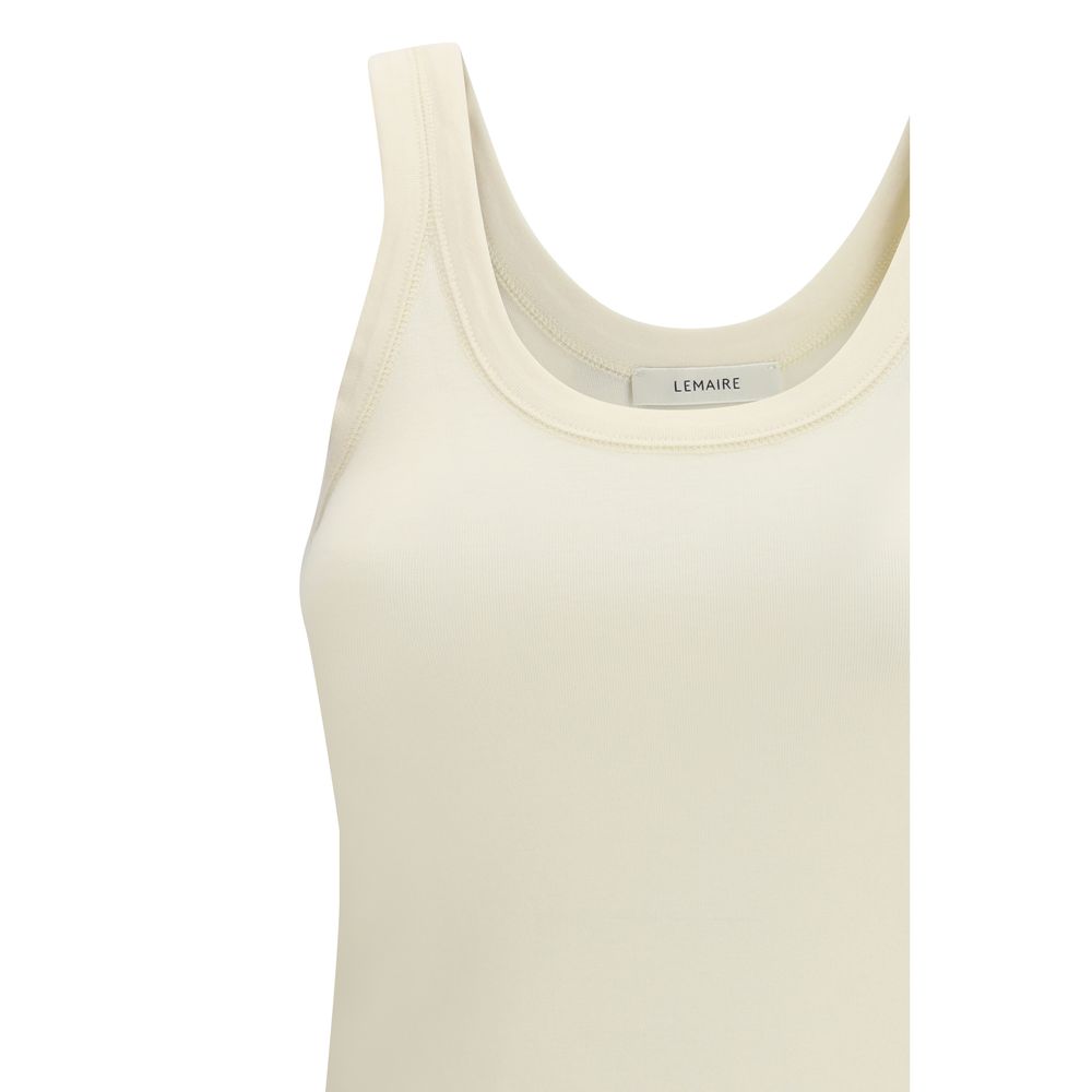 Beige Cotton Sleeveles T-Shirt