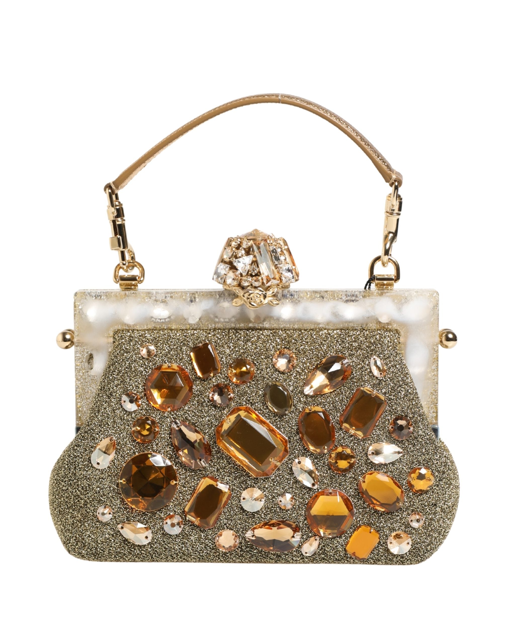 Gold Vanda Crystal Evening Clutch Shoulder Handbag  Bag