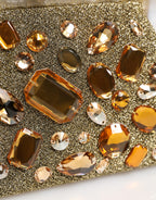 Gold Vanda Crystal Evening Clutch Shoulder Handbag  Bag