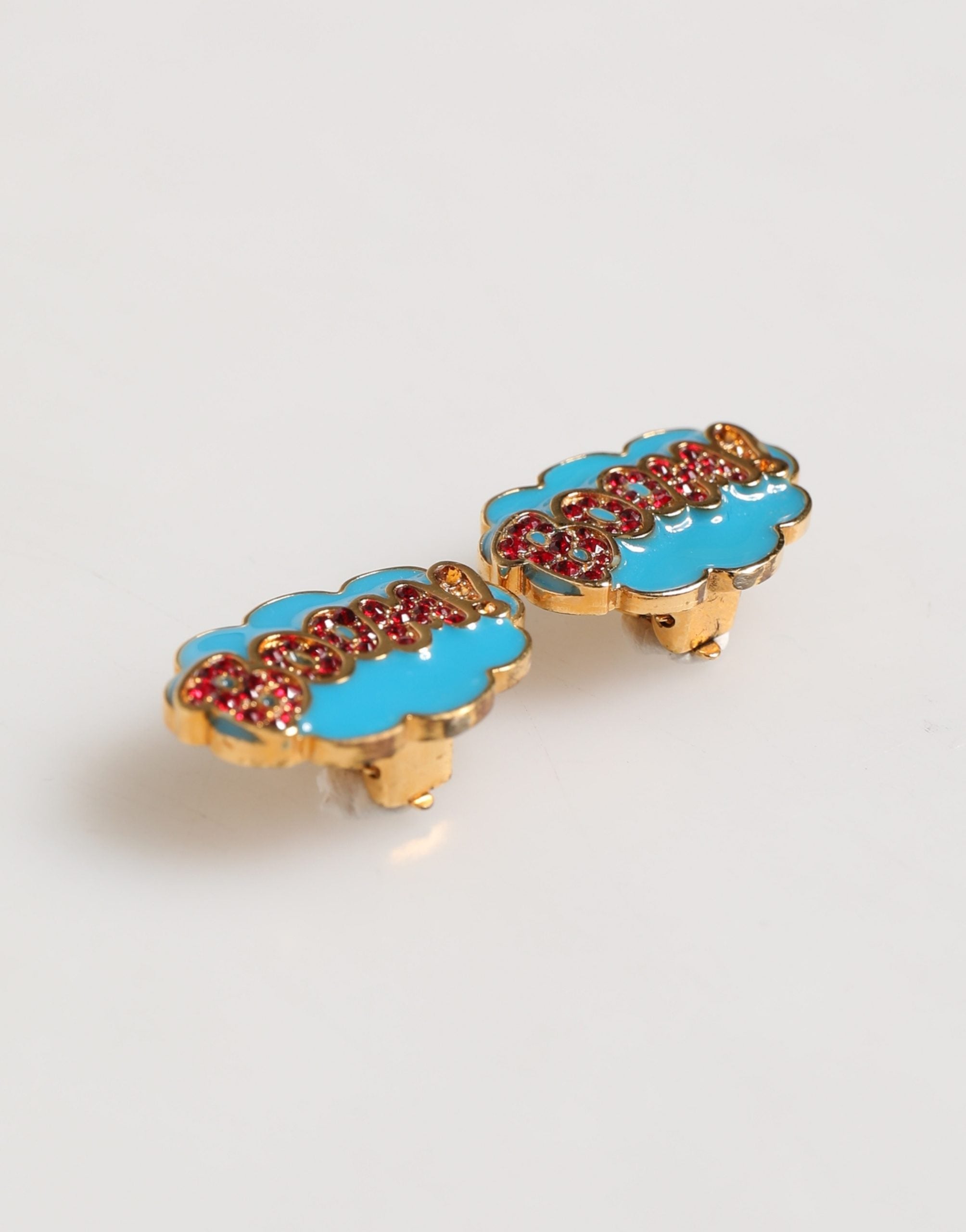 Gold Brass BOOM Cartoon Crystal Clip-On Women