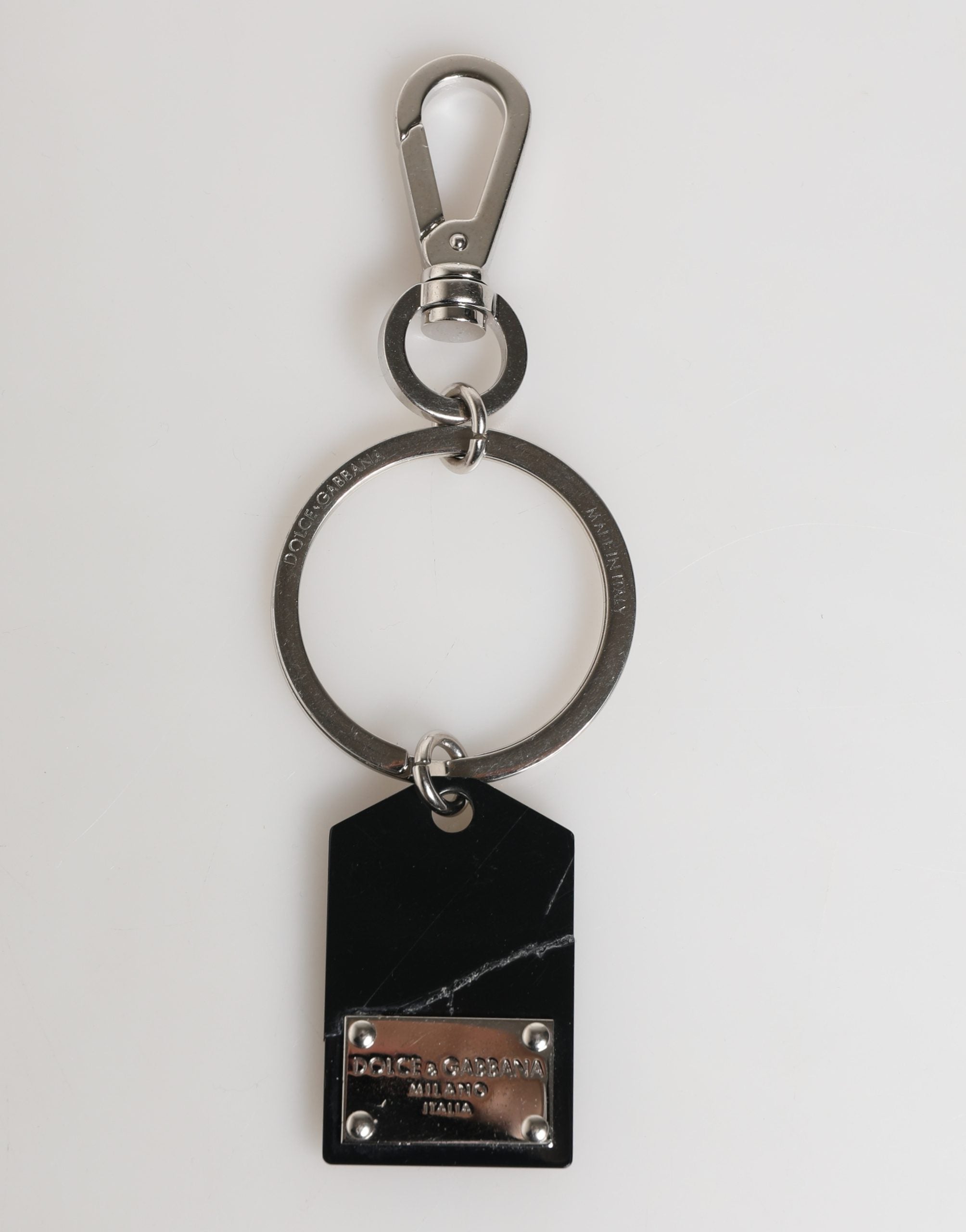 Black Silver Brass LogoPlaque Metal Ring Keyring  Keychain