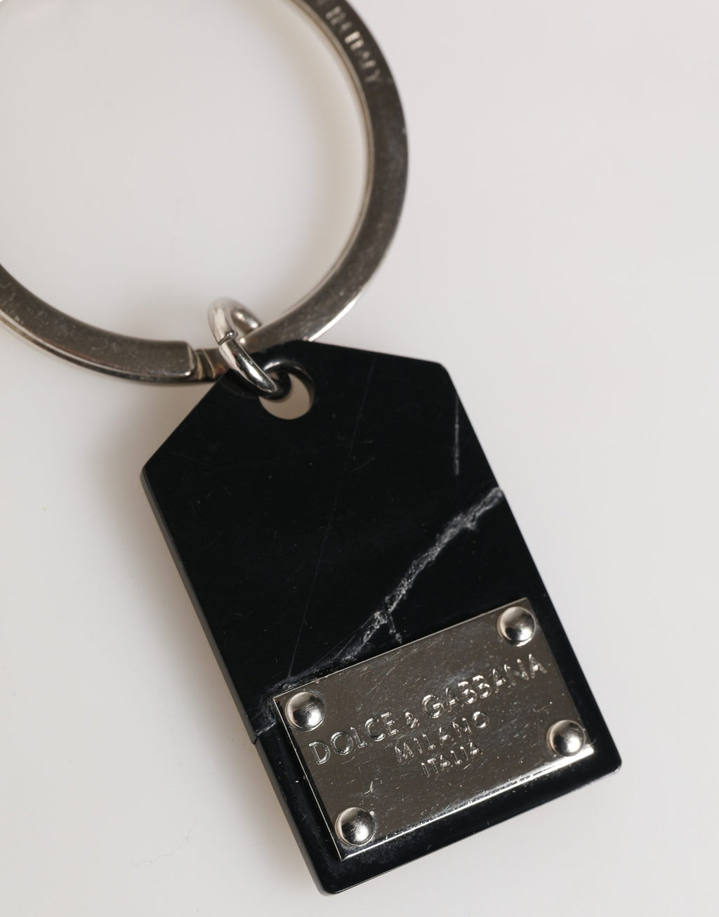 Black Silver Brass LogoPlaque Metal Ring Keyring  Keychain