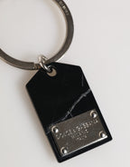 Black Silver Brass LogoPlaque Metal Ring Keyring  Keychain