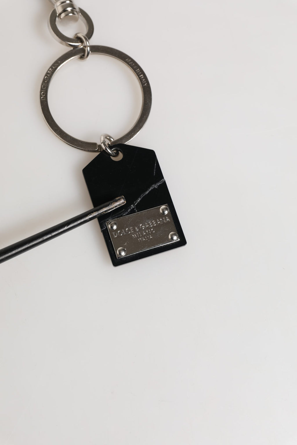 Black Silver Brass LogoPlaque Metal Ring Keyring  Keychain