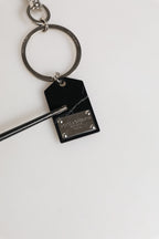 Black Silver Brass LogoPlaque Metal Ring Keyring  Keychain